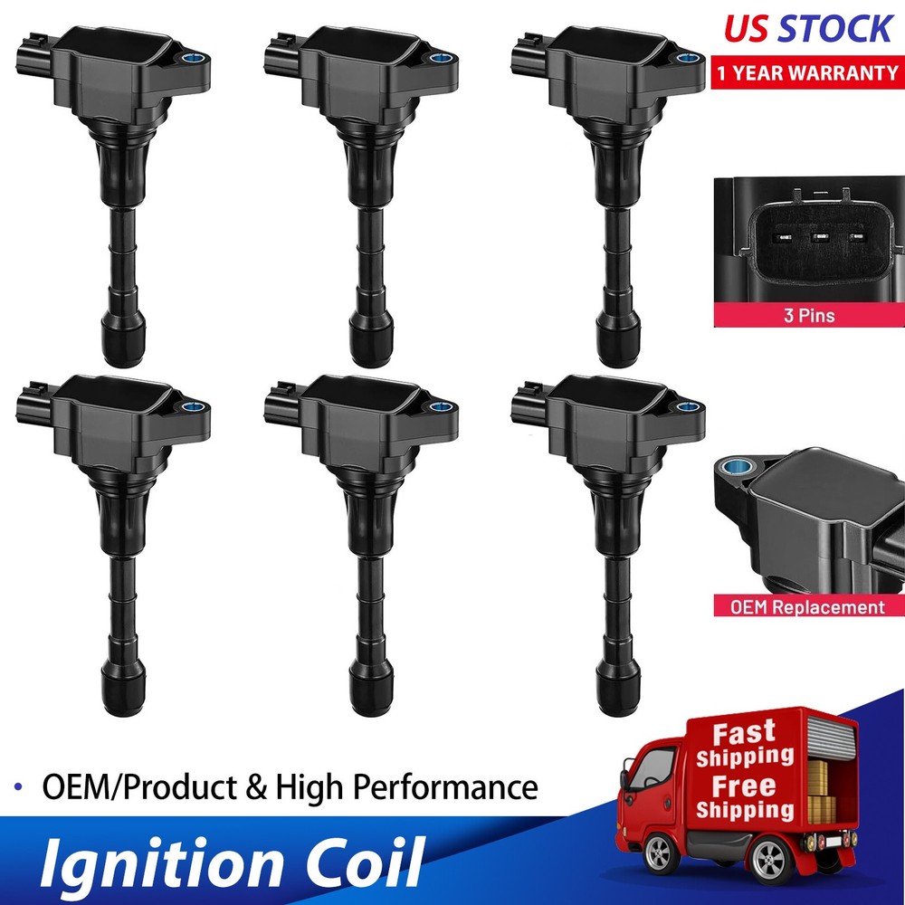 6 Replacement Ignition Coil Pack UF617 For 2011-2013 INFINITI M56 5.6L V8