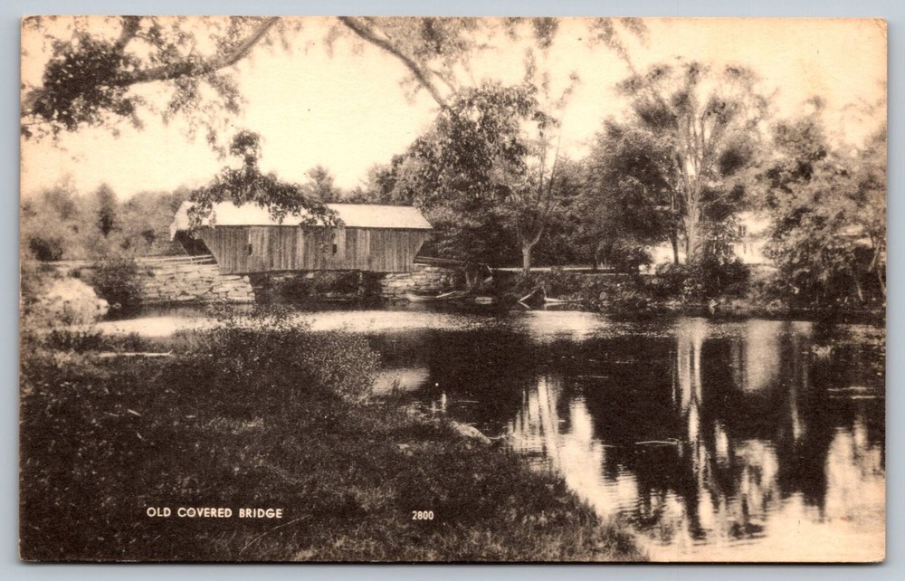 Vintage Old Covered Bridge Postcard by American Art Post Card Co. Brookline