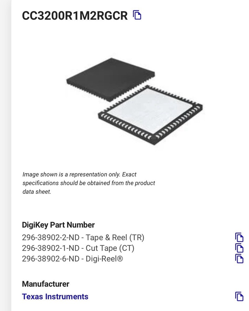 TEXAS INSTRUMENTS  CC3200R1M2RGCR  WIFI CHIP          QTY:108