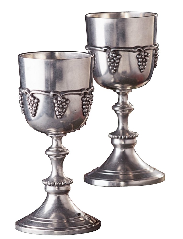 Medieval Pewter Goblet Set of 2 - Authentic Replica Drinking Cups