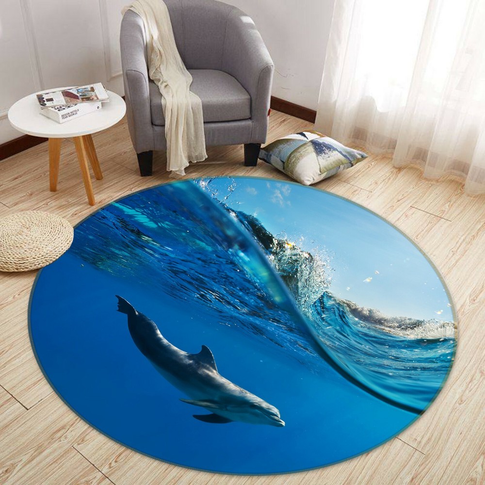3D Blue Ocean Dolphin O1919 Animal Non Slip Rug Mat Elegant Photo Carpet Fay