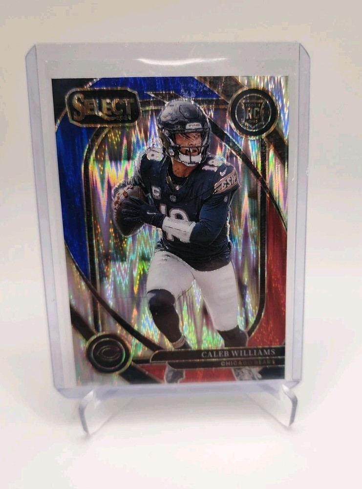 2024 Panini Select Red & Blue Prizm Shock Caleb Williams RC Chicago Bears