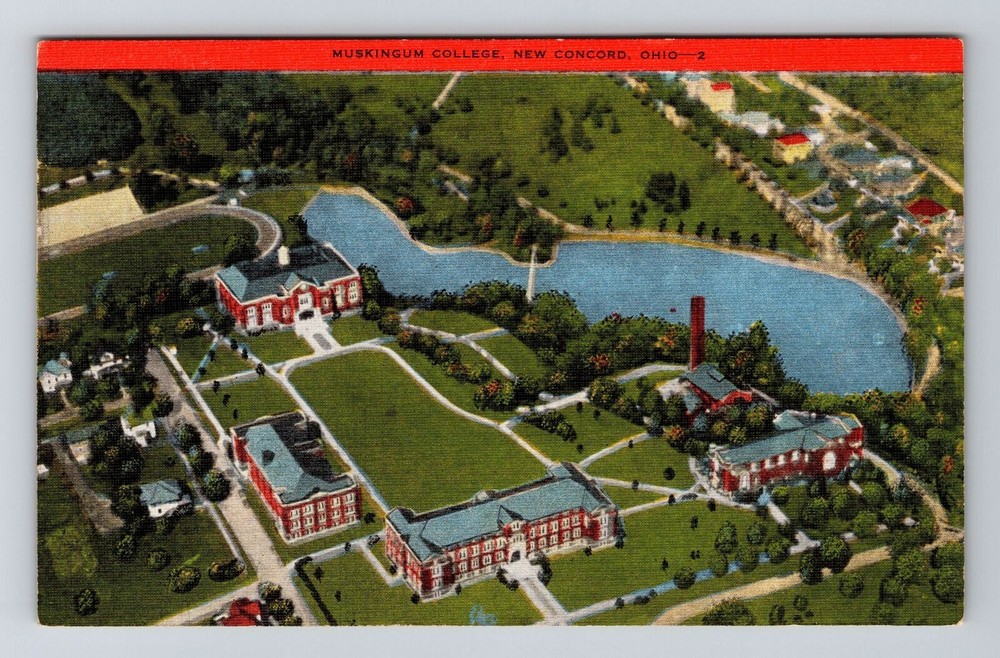New Concord OH-Ohio, Muskingum College, Vintage Postcard