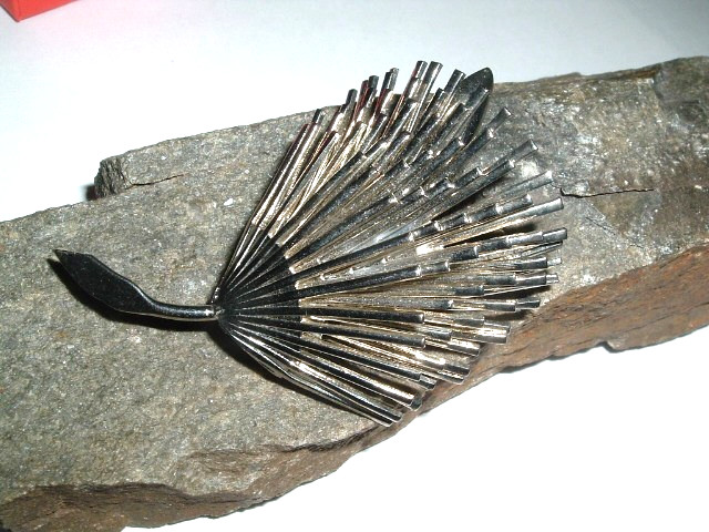 Vintage Abstract Modernist Brutalist Silver Pin Brooch