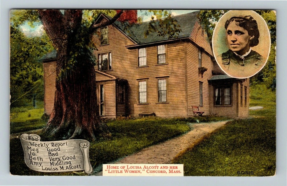 Concord MA-Massachusetts, Home Louisa May Alcott, Vintage Postcard