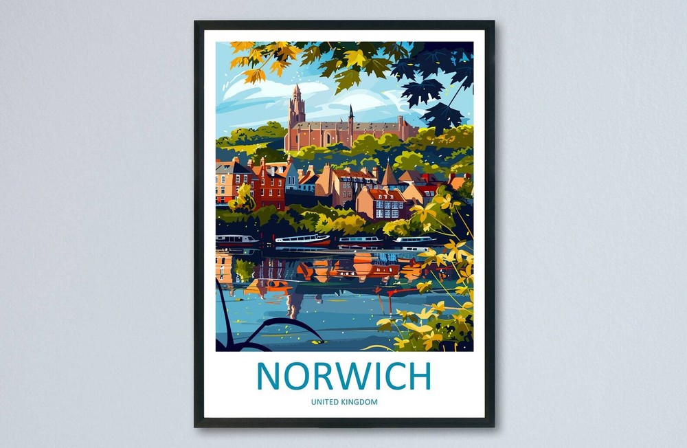 Norwich Travel Print Wall Art Norwich Wall Hanging Home Dcor Norwich Gift Art