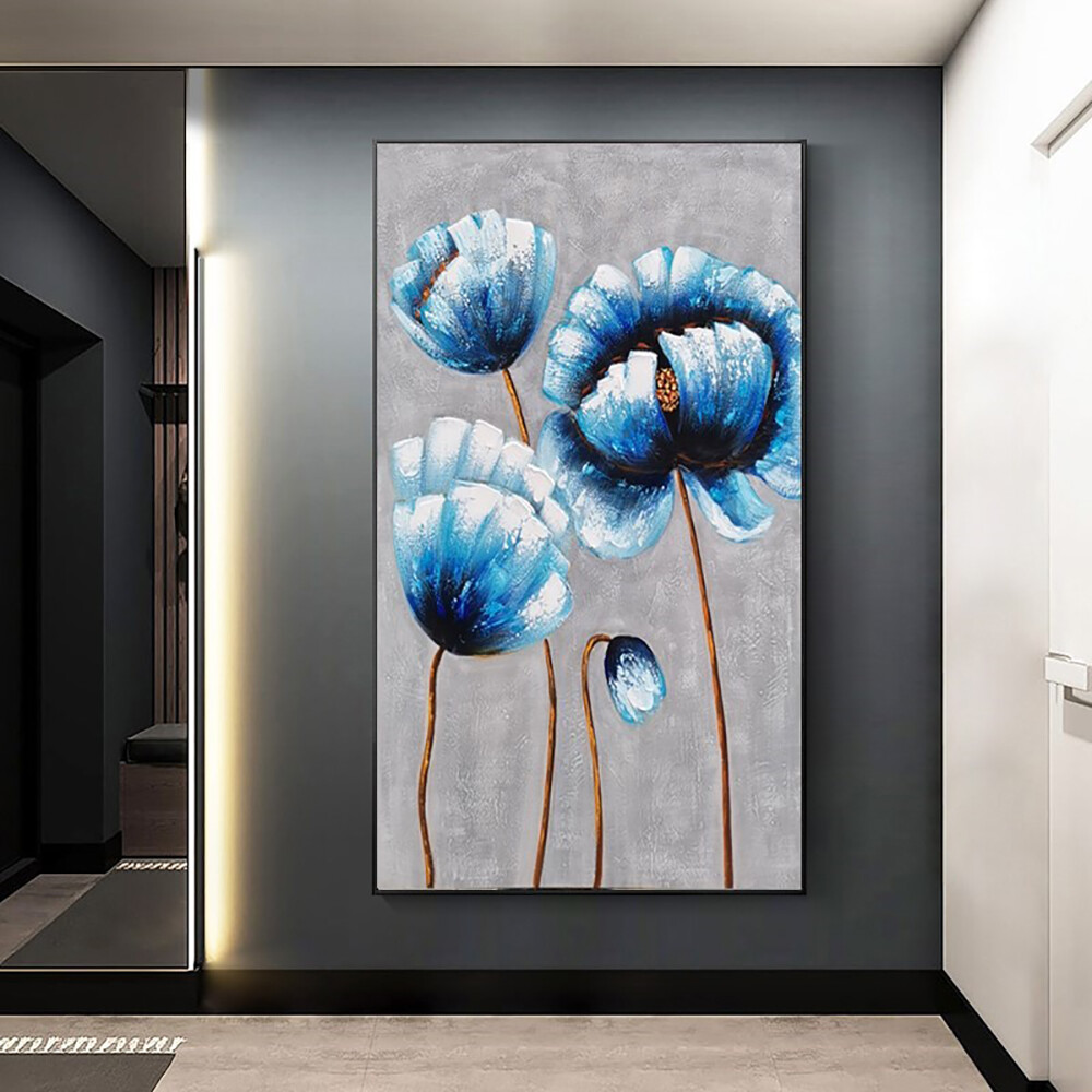 Hand Painted Flower Painting Thick Texture Canvas Art Picture Modern Abstract