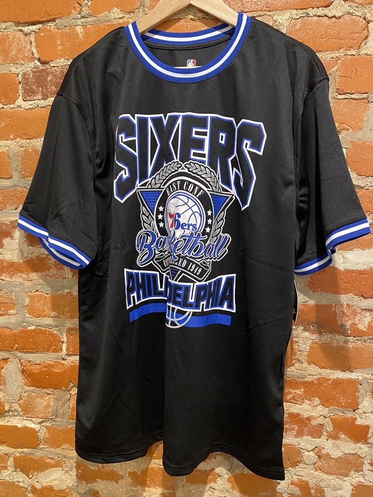 Philadelphia 76ers NBA T-Shirt - Black, White & Blue - Size L XL - New With Tags