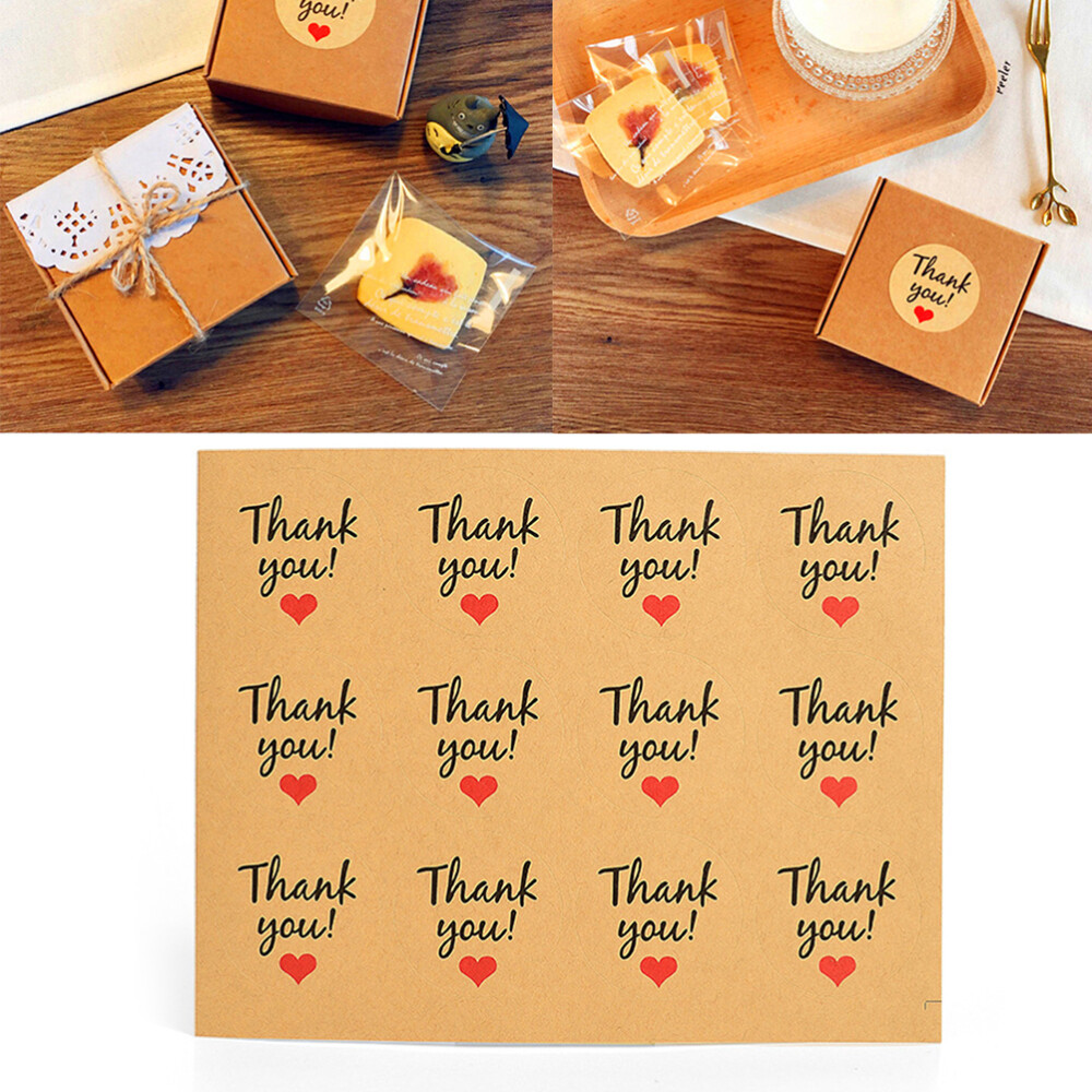 50 Self-Adhesive Circle Thank You Label Stickers for Small Packaging