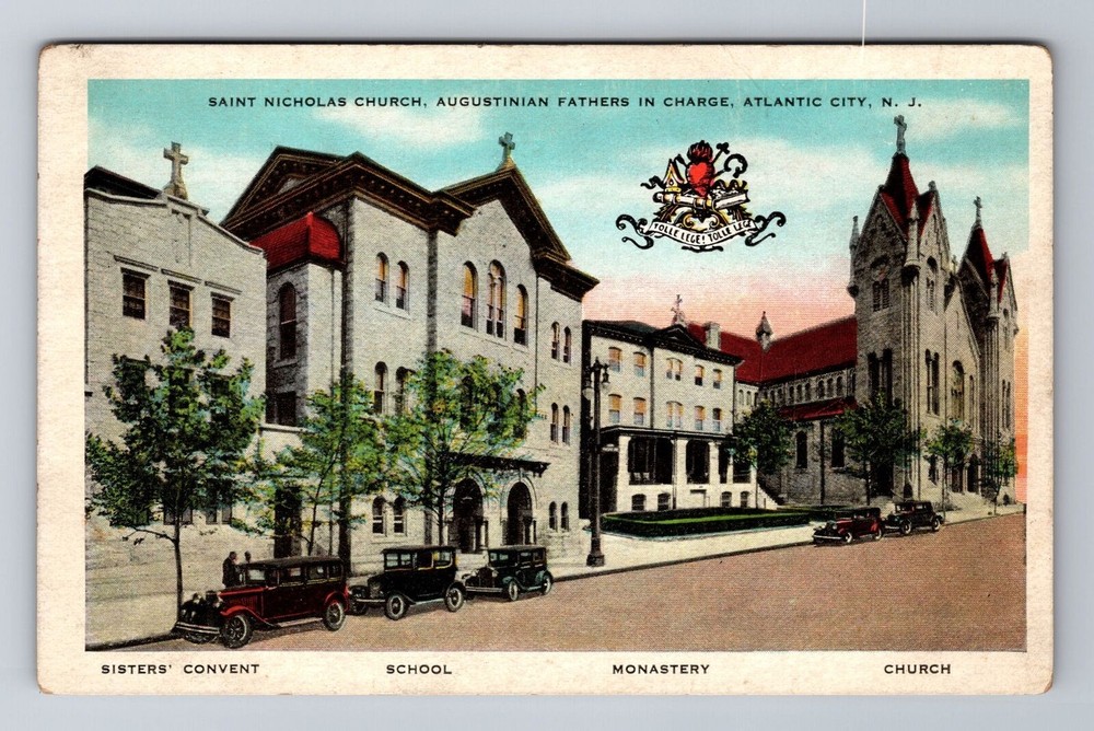 Atlantic City NJ-New Jersey, St. Nicholas Church and Buildings Vintage Postcard