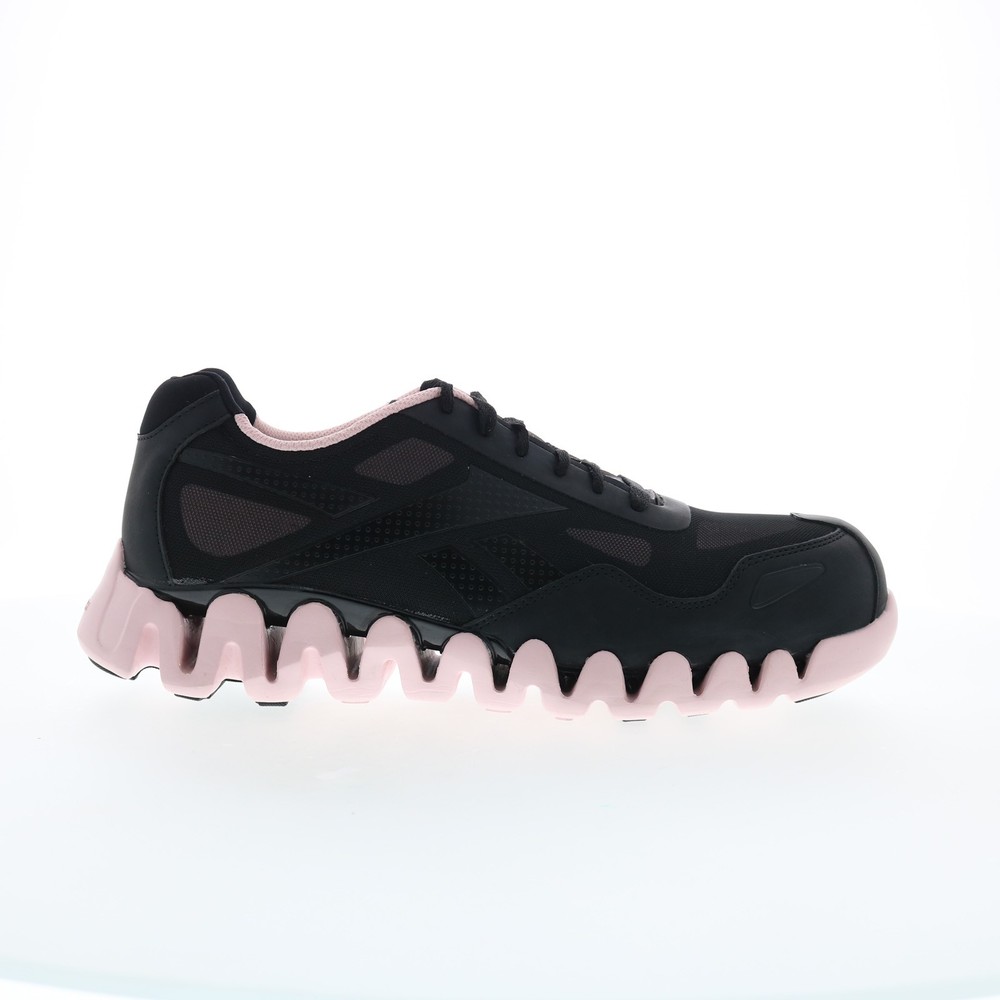 Reebok Work Zig Pulse RB321 Womens Black Mesh Lace Up Athletic Work Shoes