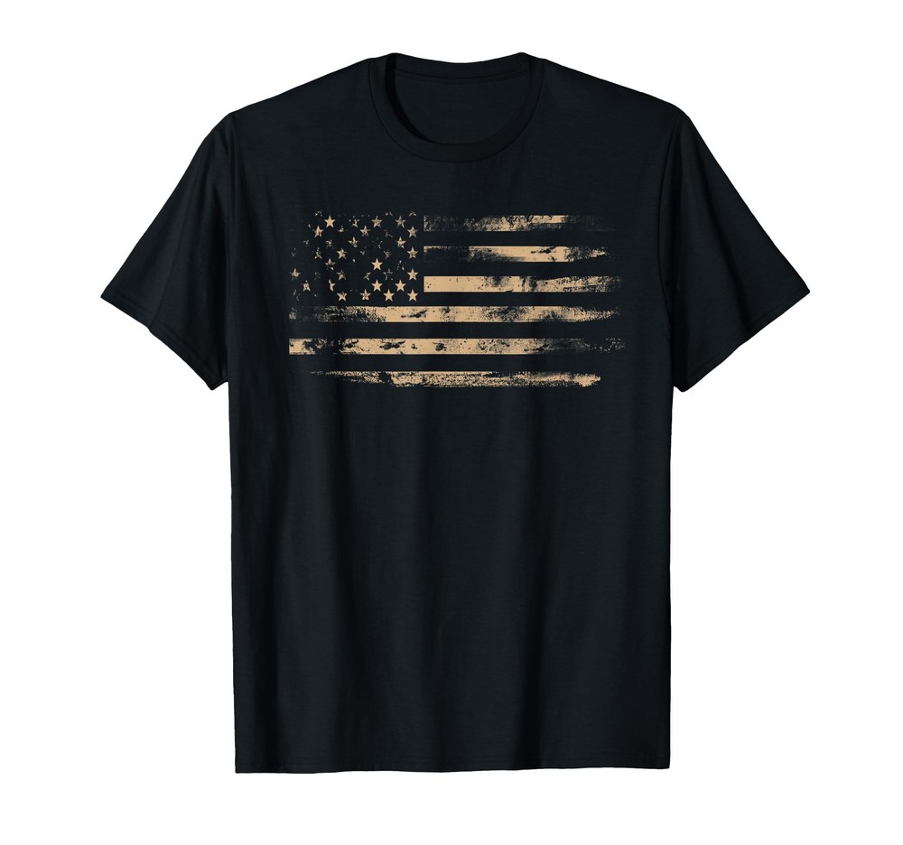 Distressed American Flag Shirt Vintage USA Flags Patriotic T-Shirt