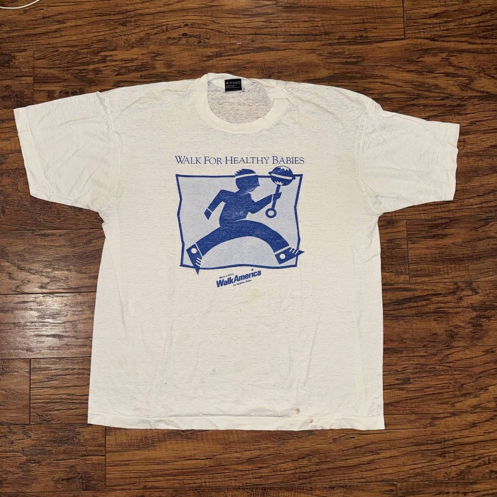 Vintage 80s Walk America For Healthy Babies Emory University Paper Thin T Shirt