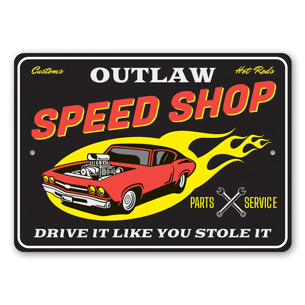 Customs Hot Rods Speed Shop Parts and Service Aluminum Sign