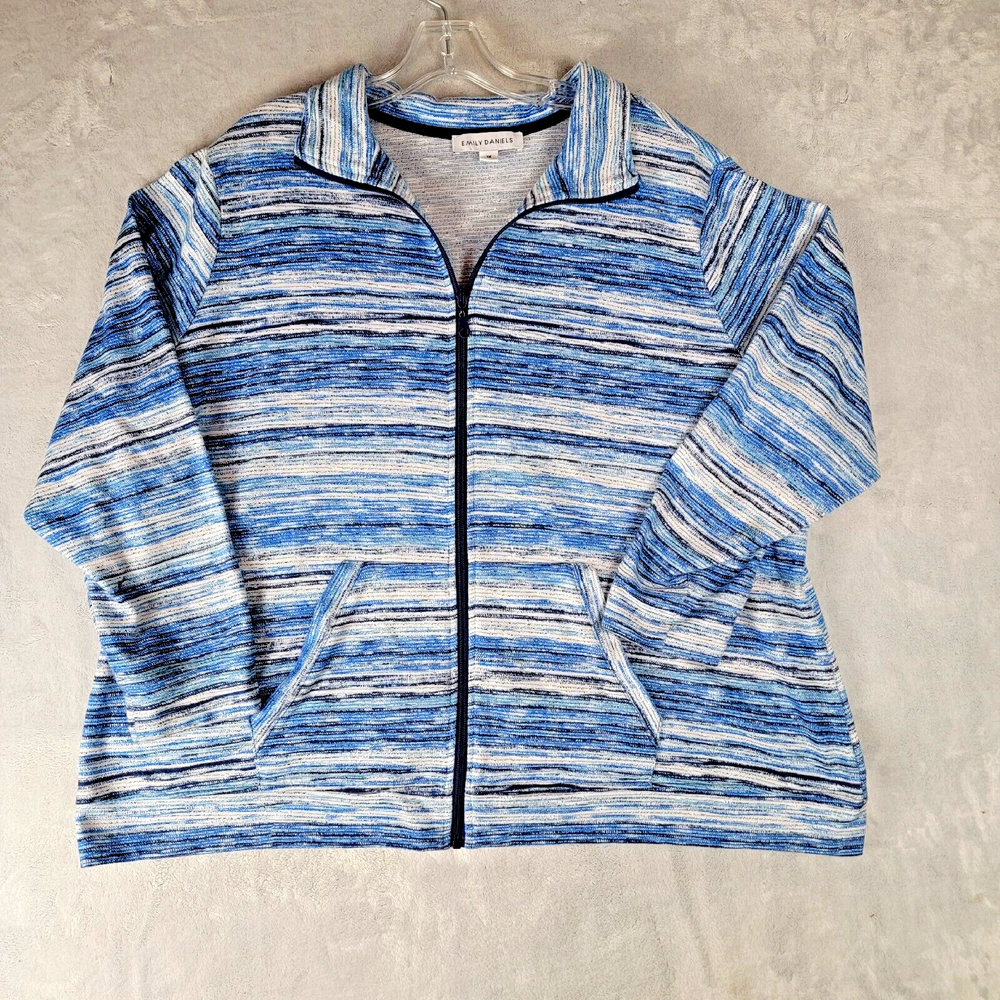 Womens Emily Daniels XL Full Zip Casual Beach Jacket Long Sleeve Multicolor