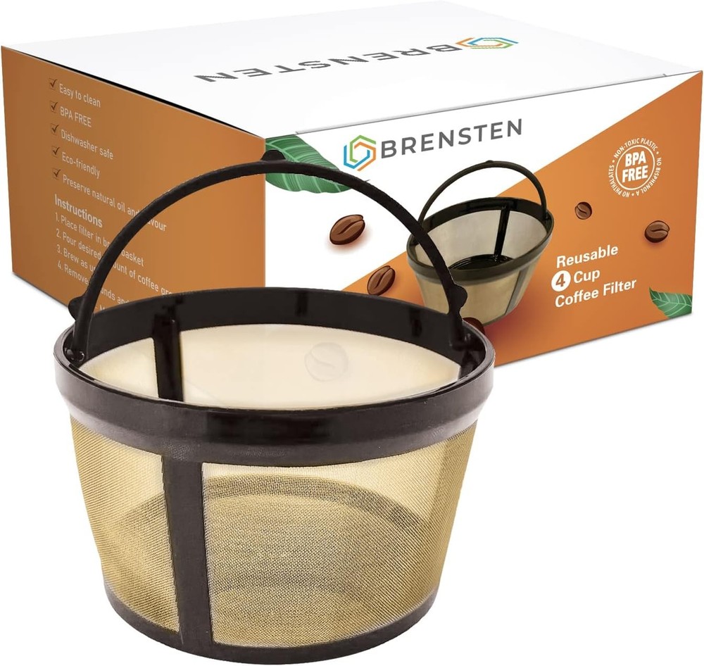 4 Cup Reusable Filter Basket With Closed Bottom Fits MrCoffee Coffee Maker...
