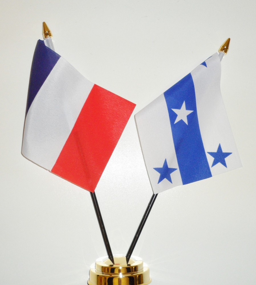France & Gambier Islands French Polynesia Friendship Table Flag Set  