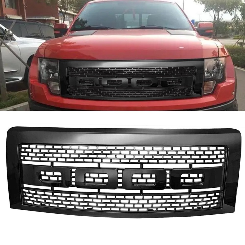 2009-2014 Ford F-150 Gloss Black Front Bumper Hood Grille