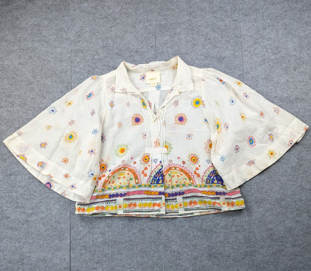Anthropologie Maeve Blouse Women Medium Coastal Cowgirl Eliot Popover Top Kimono