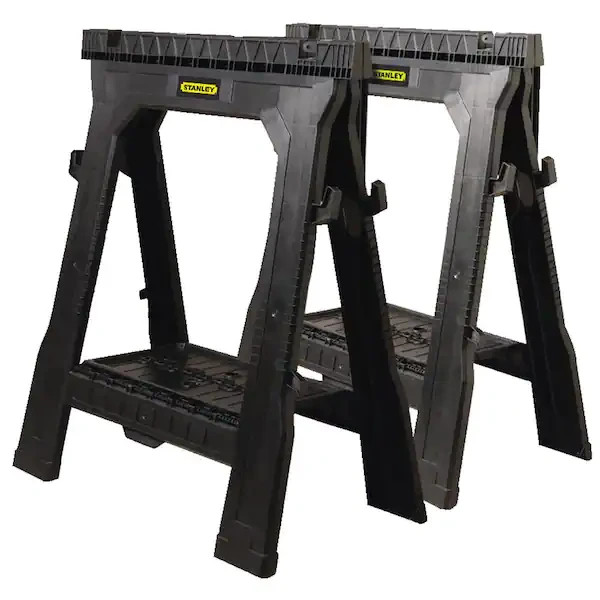 Stanley 31 in Folding Sawhorse (2 Pack) Portable Sturdy Saw Horse Tray Stand Set