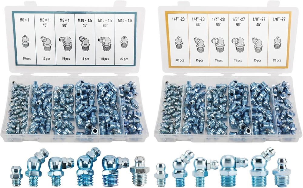 SAE & Metric Grease Fittings Kit, 220PCS Hydraulic Grease Zerk Assortment