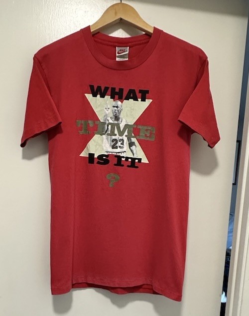 Vintage 90s Nike Jordan Mens Size S Red What Time Is It Single Stitch T Shirt
