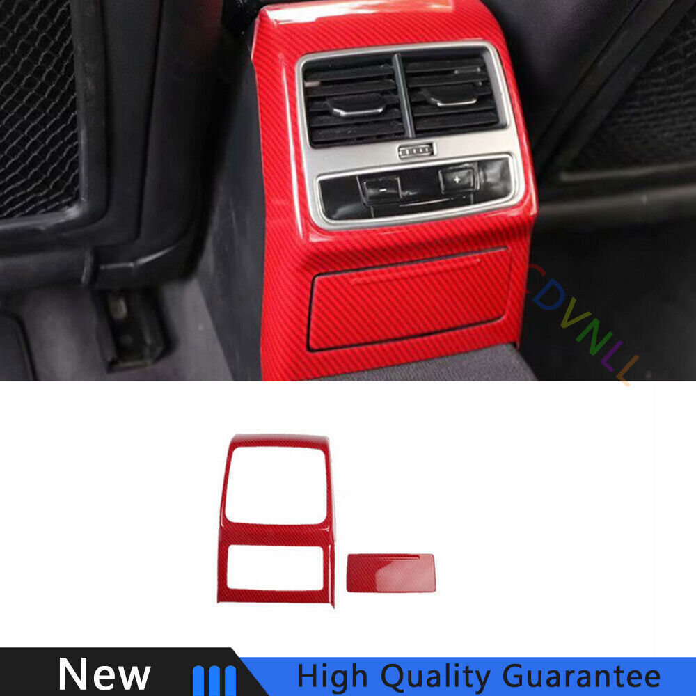 For Audi A4 A5 2017-2021 Red Carbon Fiber Rear Air Outlet Protection Panel 2PCS