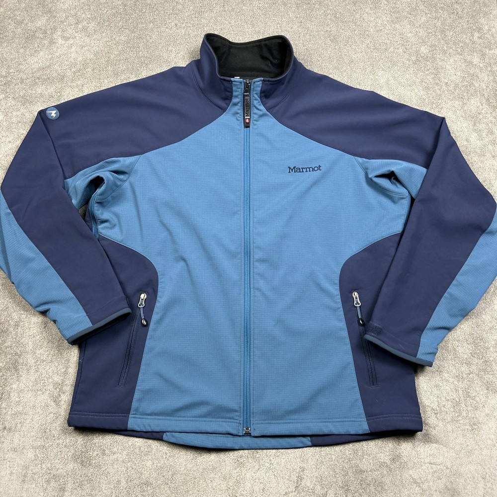 Marmot Windstopper Jacket Mens XL Blue Softshell Fleece Lined Outdoor Coat