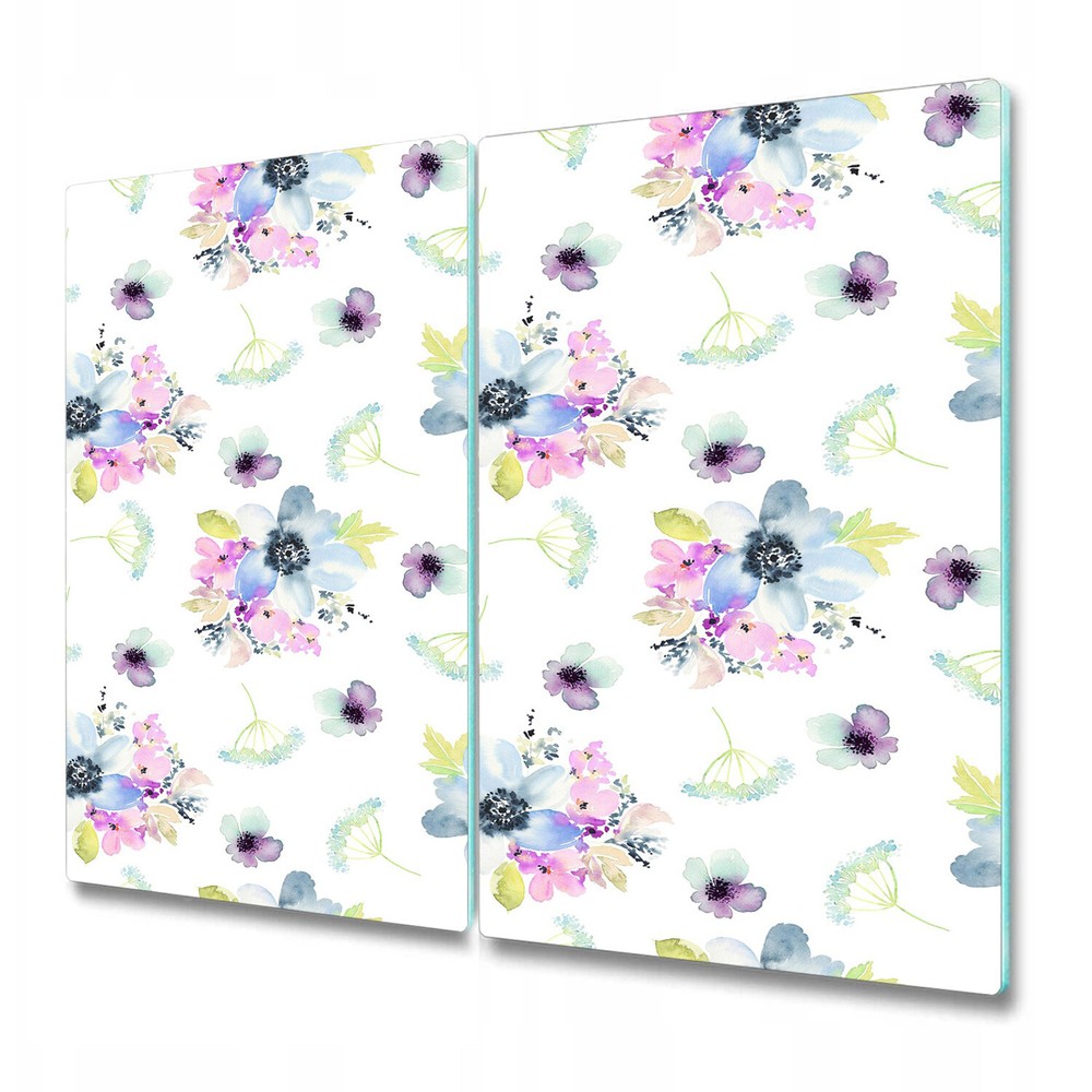 Tempered Glass Induction Ceramic Hob Cover Purple Flowers Light Design 2x30x52