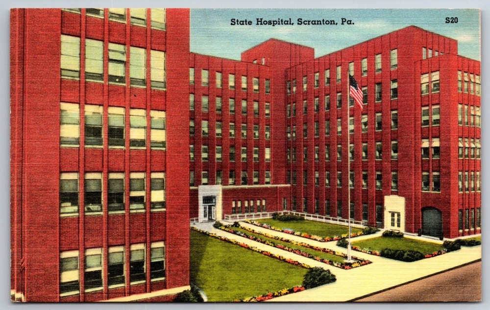 Scranton Pennsylvania~State Hospital Bldg Exterior View~Vintage Linen Postcard