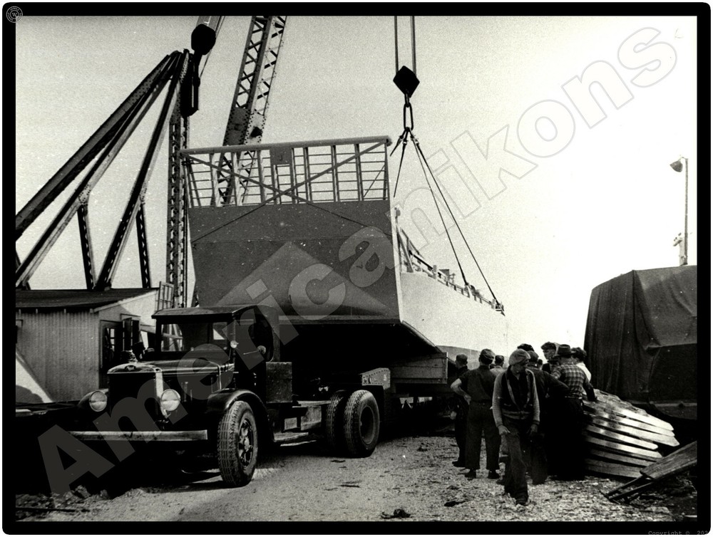 Mack Truck New Metal Sign: Mack Hauling Naval Landing Craft? from Drydock?