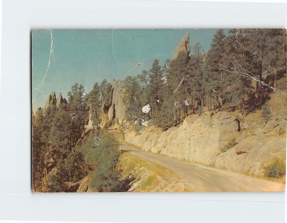 Postcard Approach to Needle's Eye Tunnel Black Hills South Dakota USA
