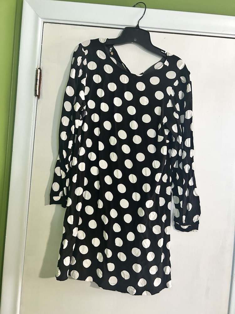Loft Women’s Black And White Polka Dot Sheath Dress