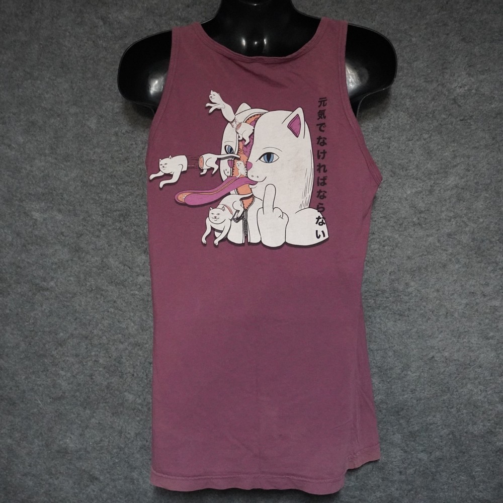 RIPNDIP Lord Nermal Cat Graphic Tank Top Mens M L Maroon Sando Skate Streetwear