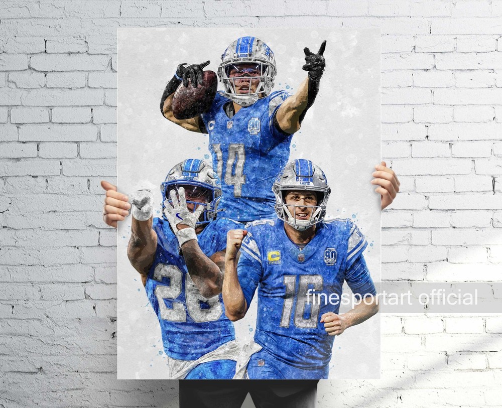 Jared Goff, Amon-Ra St. Brown, Jahmyr Gibbs Detroit Lions Canvas Wrap, Poster