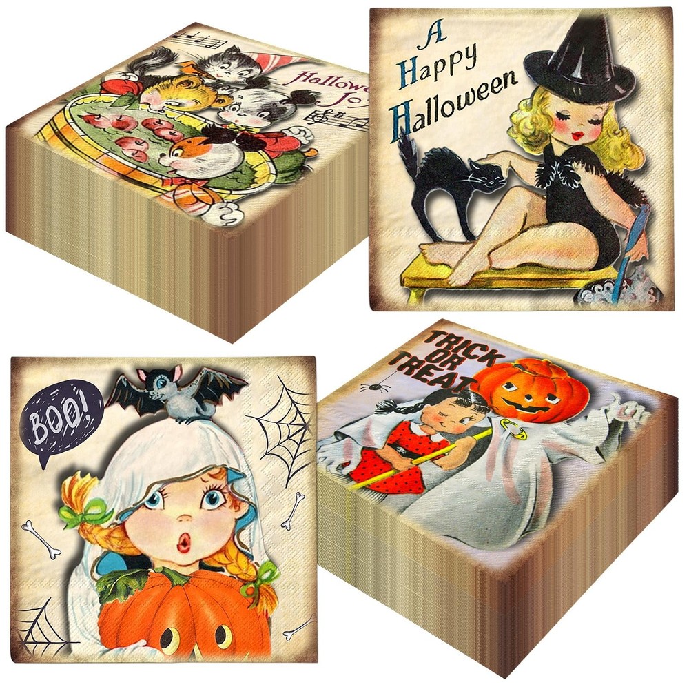40pcs Halloween Paper Napkins Vintage Party Supplies Retro