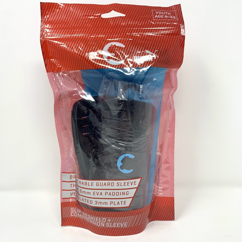 Puma ProCat Proshield Shin Guards Youth Medium Age 8-11, Breathable Black/Blue