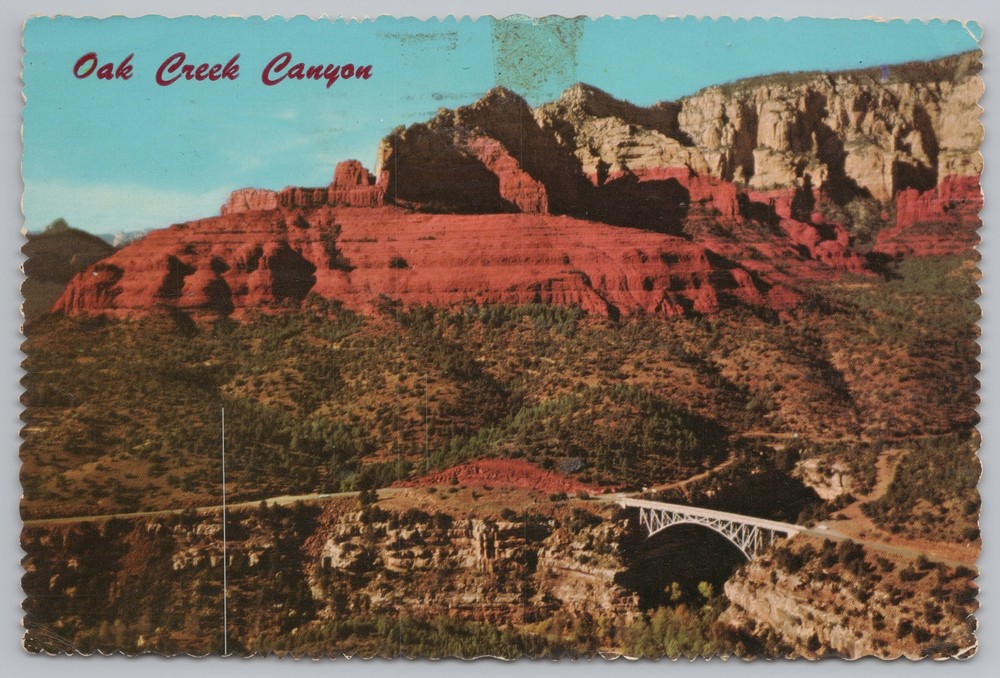 State View~Air View Midgely Bridge Oak Creek Canyon~Continental Postcard