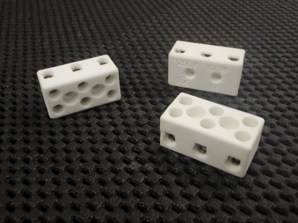 2Pc Ceramic High Temp 3 Pole 24 Amp Terminal Block Strip Cp-03P-24A