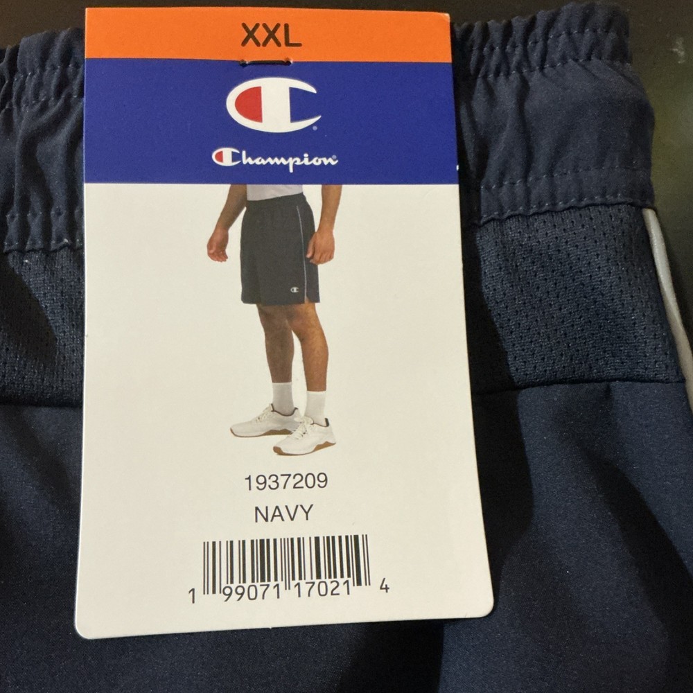 Champion Men's Navy Athletic Mesh Shorts XXL Elastic Waist Drawstring