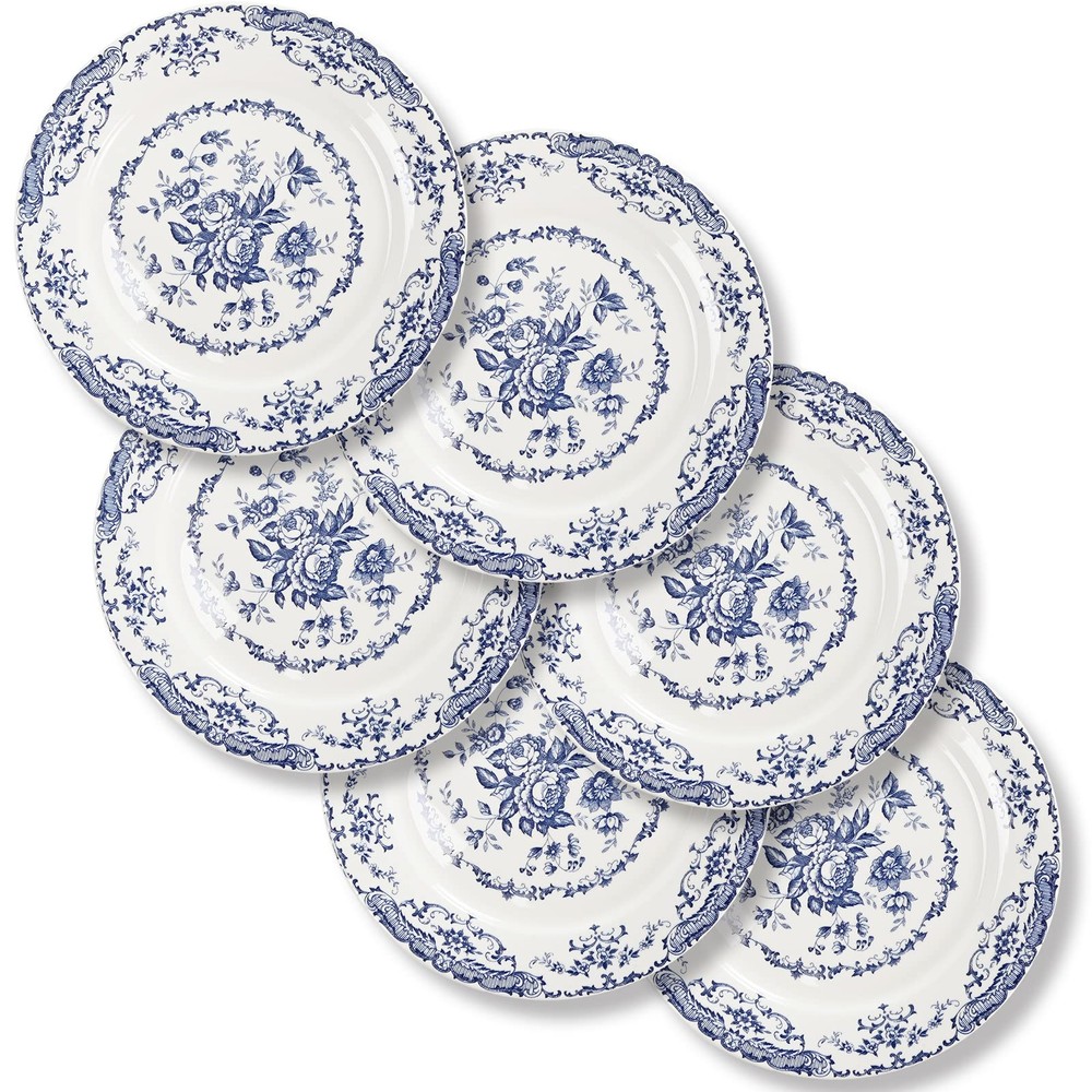 6-Piece Ceramic Dinner Plates Set, Microwave Safe for Everyday Kitchen Use