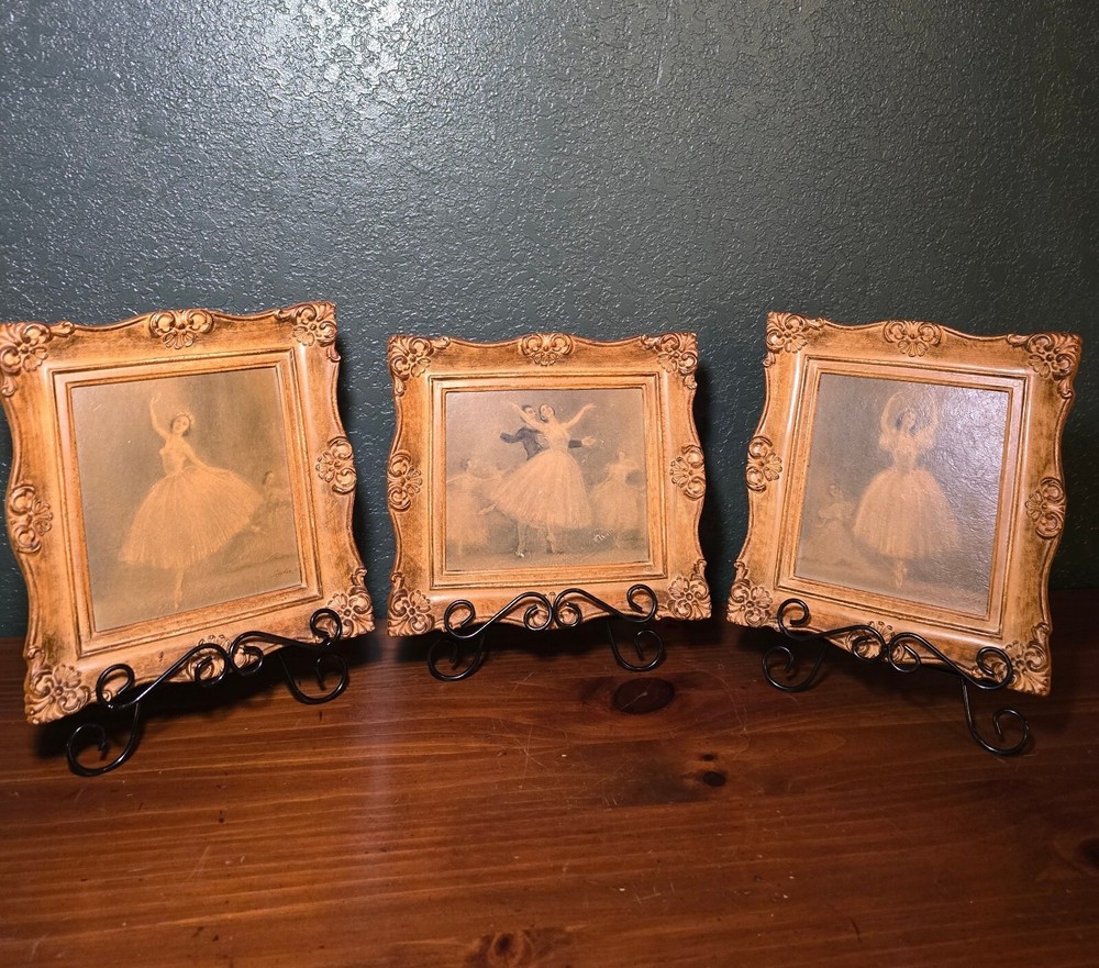 Vintage Framed Ballerina Ballet Prints Lithograph Sophie ×3 (10