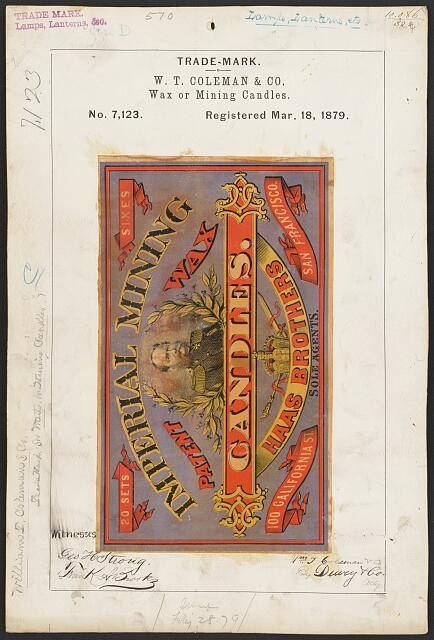 Photo:W. T. Coleman & Co. for Imperial brand Wax or Mining Candles