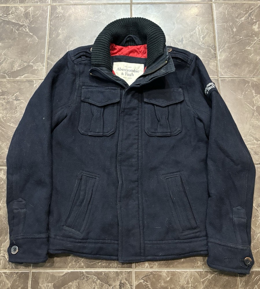 Abercrombie & Fitch Wool Jacket Men’s Size M Navy Blue