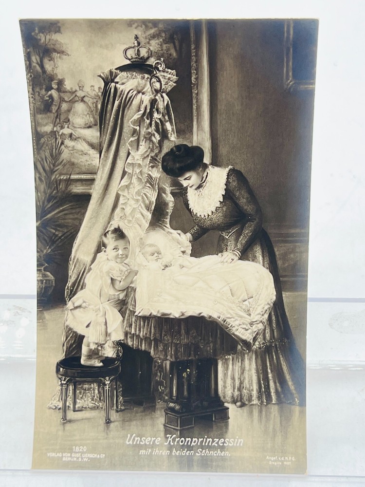 Unsere Kronprinzessin Crown Princess & Child German Royalty Antique RPPC 1900s