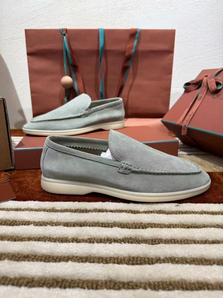 LORO PIANA Suede Summer Walk Loafers Men - Light blue, Slip On