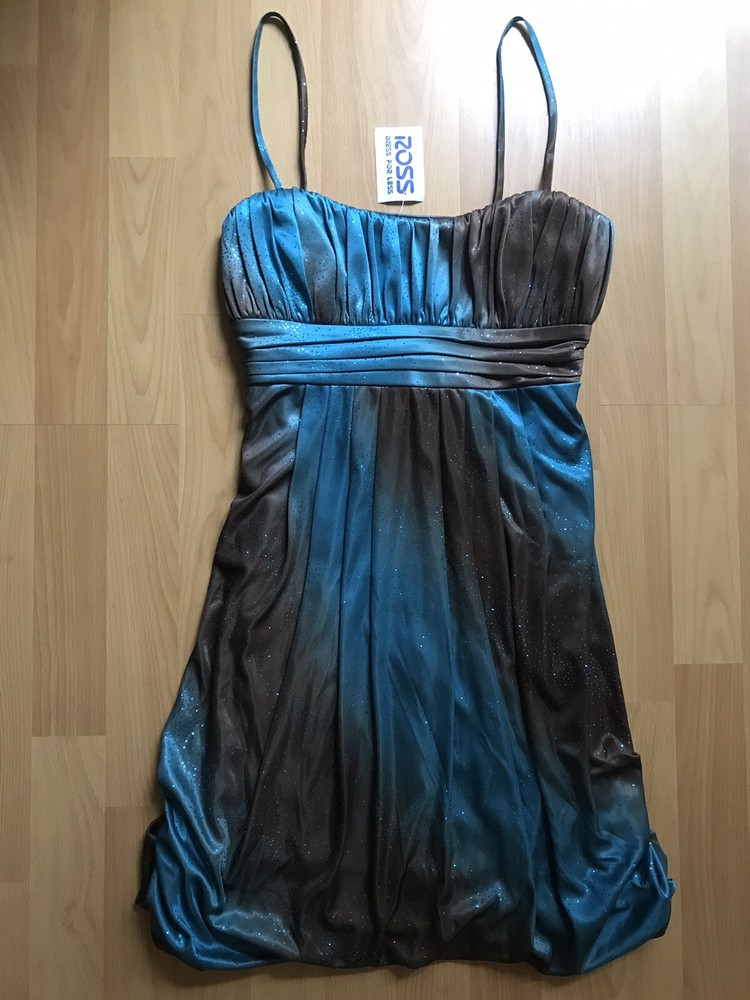 NWT City Triangles Juniors Women Size M Teal Pleated Bubble Hem Party Dress