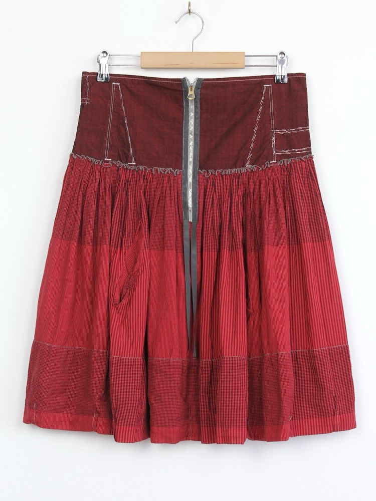 Marithe Francois Girbaud Avant Garde Red Flare Midi Skirt, Size 40