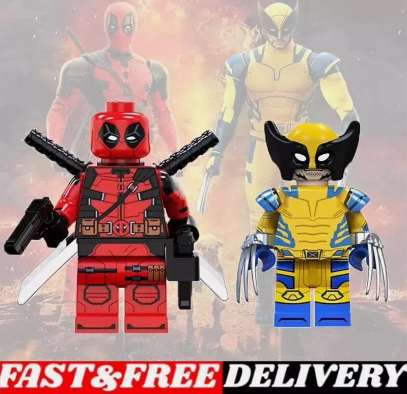 Doll Custom block toy 2PCS Minifigure Deadpool Wolverine  Building