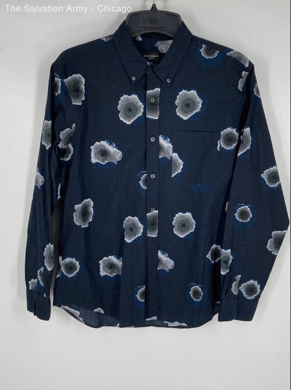 Club Monaco Mens Blue Floral Slim Fit Long Sleeve Button-Up Shirt Size L